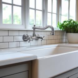 PB Νεοκλασική βρύση κουζίνας V2721 επιτοίχια βρύση ανοξείδωτο ατσάλι