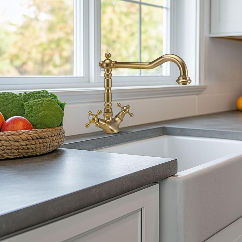 PB Νοσταλγική κλασική χρυσή βρύση κουζίνας V1910 με περιστρεφόμενο στόμιο 1150424170