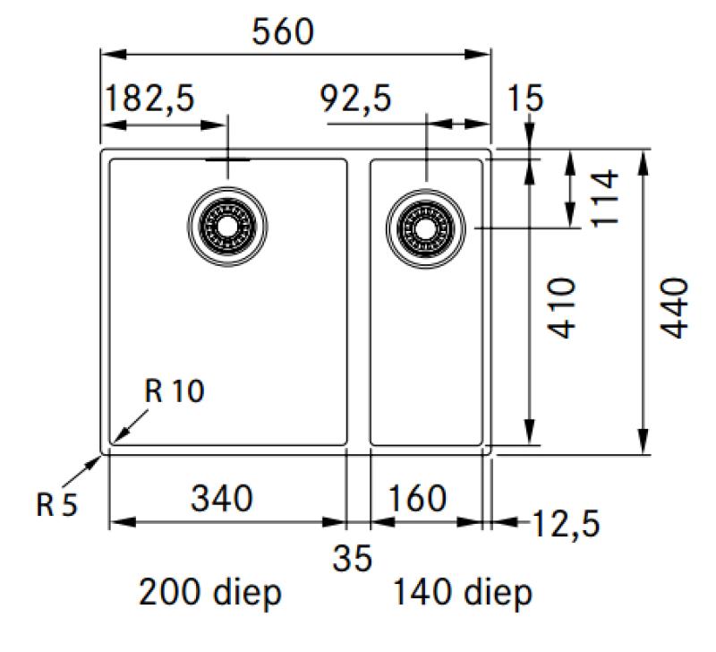 Franke Sirius 2 S2D 160 μισό 1,5 πλαστικός μαύρος νεροχύτης 53,5x41cm υποκατασκευή 125.0252.215