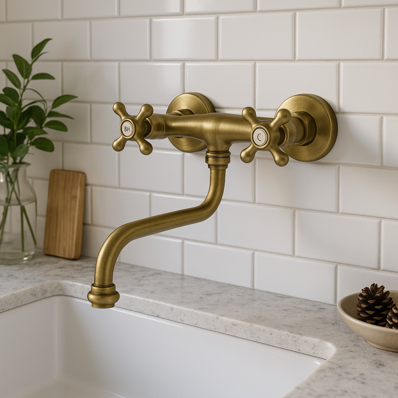 PB Νοσταλγική βρύση κουζίνας Classic C επιτοίχια βρύση Μπρονζέ 10.2722