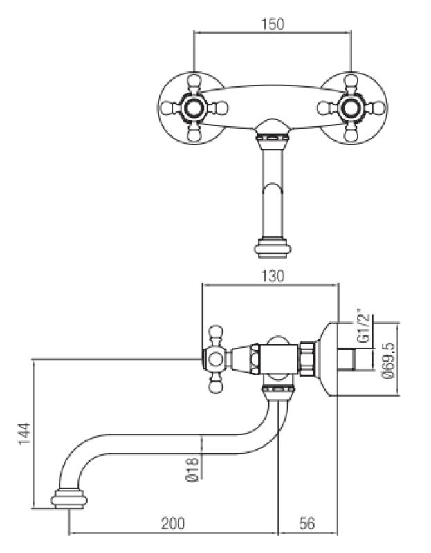 PB Νοσταλγική μπαταρία κουζίνας Classic C τοίχου ανοξείδωτο ατσάλι 10.2722