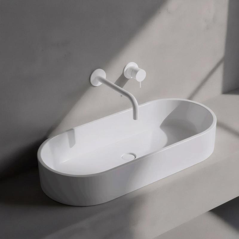 Waterevolution Flow ενσωματωμένη βρύση νιπτήρα ματ λευκό με έξοδο 25cm T116BBR-25