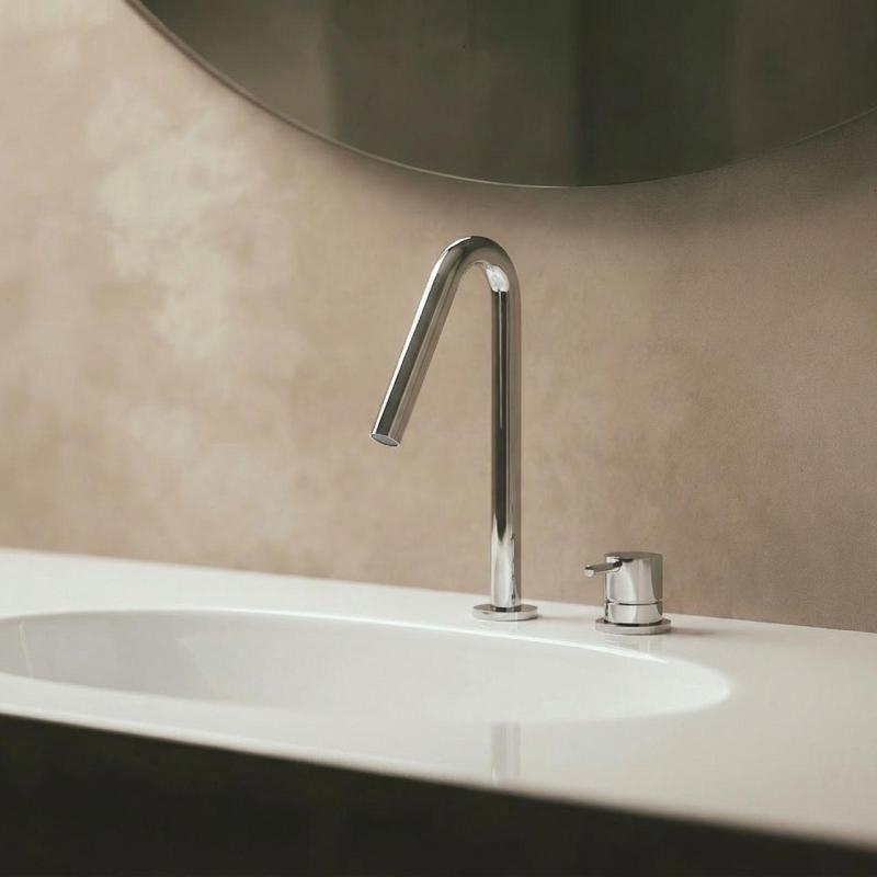 Waterevolution Flow Μονόκρονη βρύση νιπτήρα χρώμιο με μικρό V 120mm έξοδο T1121V01