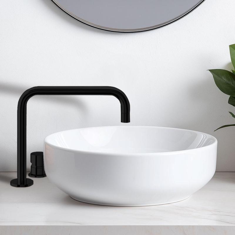 Waterrevolutie Flow 2-θέσεων μπαταρία νιπτήρα μαύρο ματ T112HPR