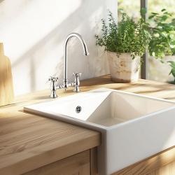 PB Νοσταλγική Βρύση Κουζίνας Γέφυρα Χρώμιο με στρογγυλή ροή και αστέρια κουμπιά PBN.CHR.R.ST