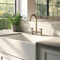 PB Νοσταλγική Μπρουτζινη Κουζίνα Βρύση με Στρογγυλή Καμπύλη και Αστέρια Κουμπιά PBN.BRO.R.ST