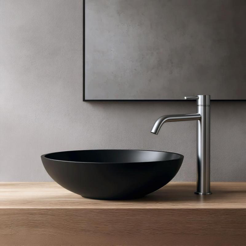 Waterevolution Flow βρύση νιπτήρα με ψηλό στόμιο για νιπτήρες, με πώμα κλικ, εξ ολοκλήρου από ανοξείδωτο ατσάλι T115IE