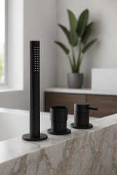 Waterevolution Flow 3-οπών Μίκτης Μπανιέρας για Τοποθέτηση στην Άκρη της Μπανιέρας Μαύρο Ματ T138SBPR