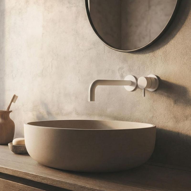 Waterevolution Flow ενσωματωμένη βρύση νιπτήρα ματ λευκό με έξοδο 15cm T116BBR-15