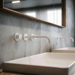 Waterevolution Flow 3-οπών ενσωματωμένη βρύση νιπτήρα Ματ Λευκό με έξοδο 21 cm T1163FBR-21