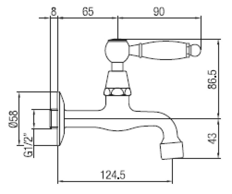 PB κλασική βρύση τοίχου με λευκή λαβή για κρύο νερό από ανοξείδωτο ατσάλι 1208853532