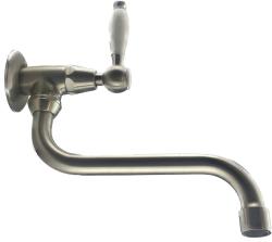 PB κλασική βρύση τοίχου με λευκή λαβή για κρύο νερό και μακρύ στόμιο από ανοξείδωτο ατσάλι 1208853572.