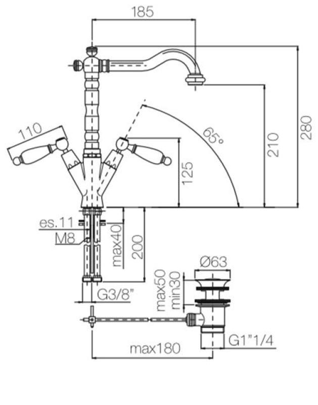 PB κλασική βρύση νιπτήρα Λευκοί μοχλοί στόμιο 18,5 εκ. Μπρονζέ 1208854302