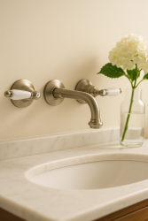 PB κλασική εντοιχισμένη μπαταρία με λευκές λαβές, 16 cm προεξοχή RVS 1208854342