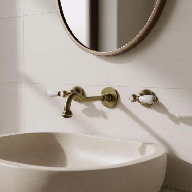 PB κλασική εντοιχισμένη βρύση με λευκές λαβές, μήκος 25 cm, Χάλκινο 1208854392