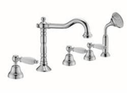 PB κλασική μπαταρία μπανιέρας 5 οπών με λευκή λαβή από ανοξείδωτο ατσάλι 1208854802