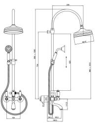 PB κλασική σετ ντους μπάνιου με ντους βροχής ορειχάλκινο 1208854822