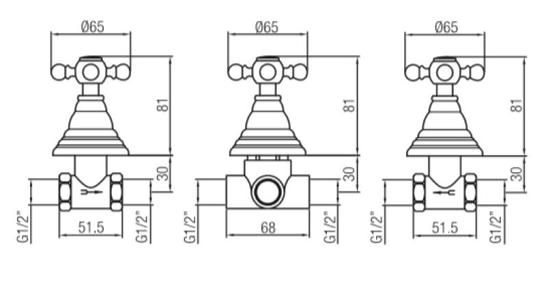 PB κλασικό 2-οδικό εντοιχισμένο σετ ντους με διακόπτη με αστέρια κουμπιά Χάλκινο 1208855372