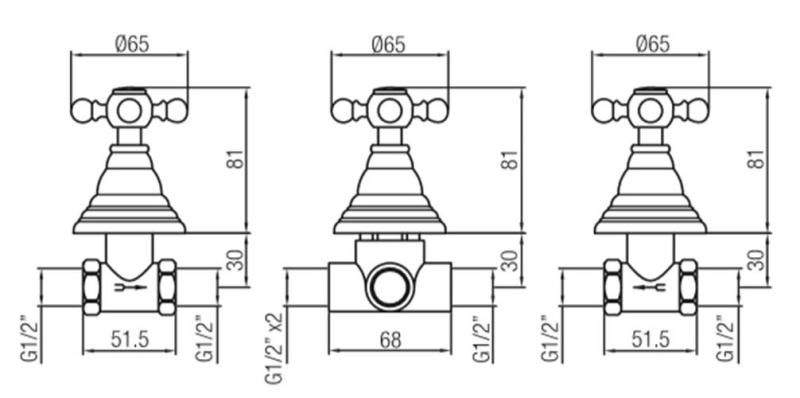PB κλασικό σετ εντοιχισμού ντους 3-δρόμων με εκτροπέα και αστέρια κουμπιά Χρώμιο 1208855392