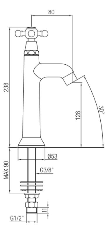 PB κλασική βρύση νιπτήρα με αστέρι για κρύο νερό ανοξείδωτο ατσάλι 1208855552
