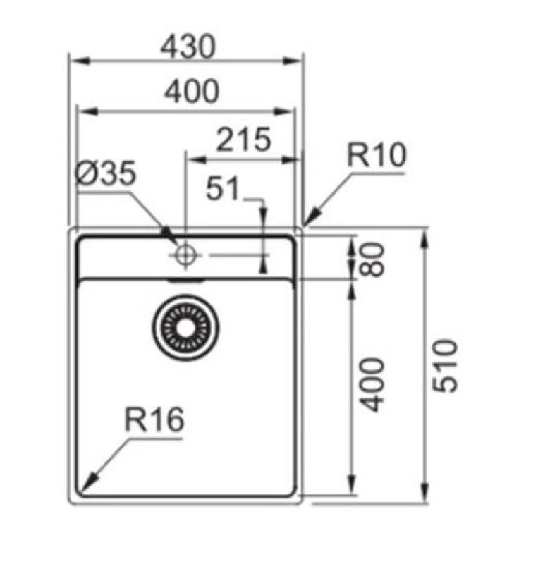 Φράνκε Maris MRX 210.40 TL ανοξείδωτος νεροχύτης με επιφάνεια για μπαταρία 43x51cm επίπεδη εντοιχισμένη 127.0527.793