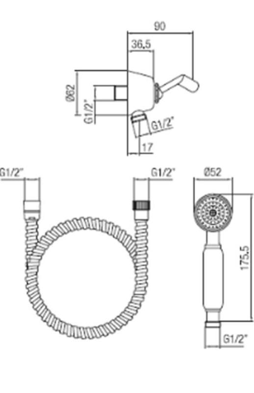 PB κλασικό σετ χειροκίνητου ντους με γάντζο ανάρτησης χρώμιο 1208899052