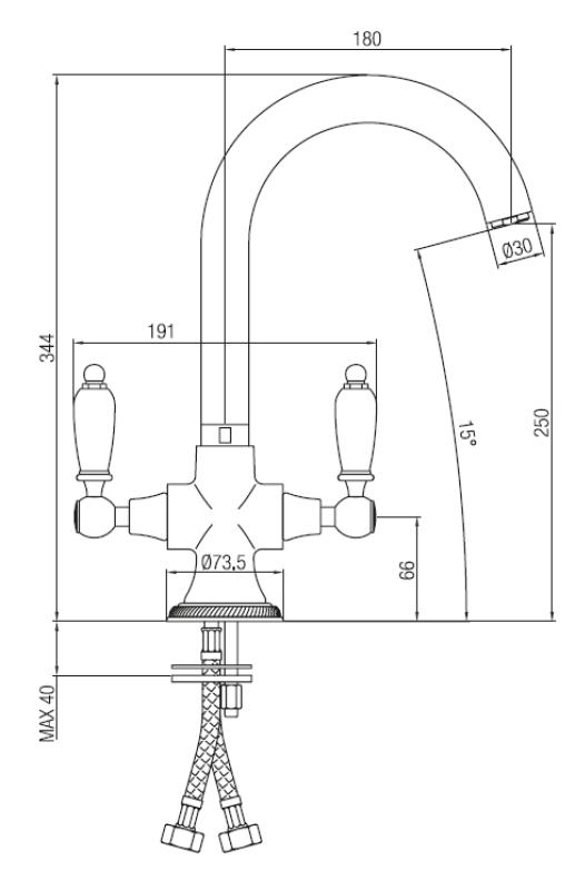 PB κλασική βρύση κουζίνας με λευκές λαβές Μπρούντζος 1208910892