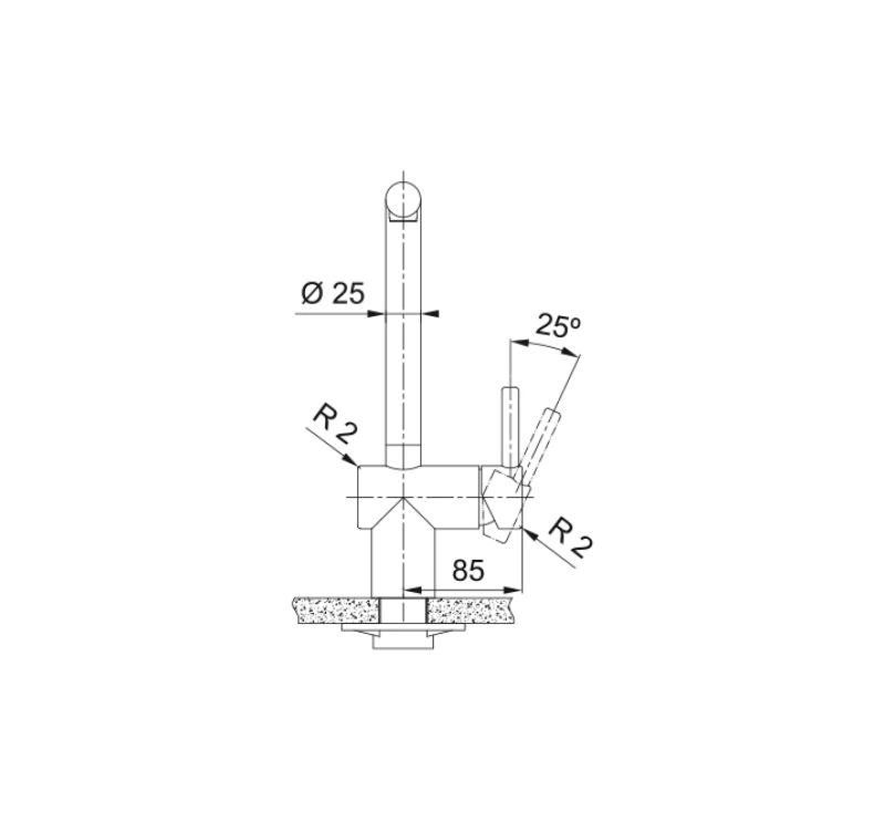 Φράνκε συμπαγής ανοξείδωτος ατσάλινος μίκτης κουζίνας Atlas Neo περιστρεφόμενη ροή 115.0521.435