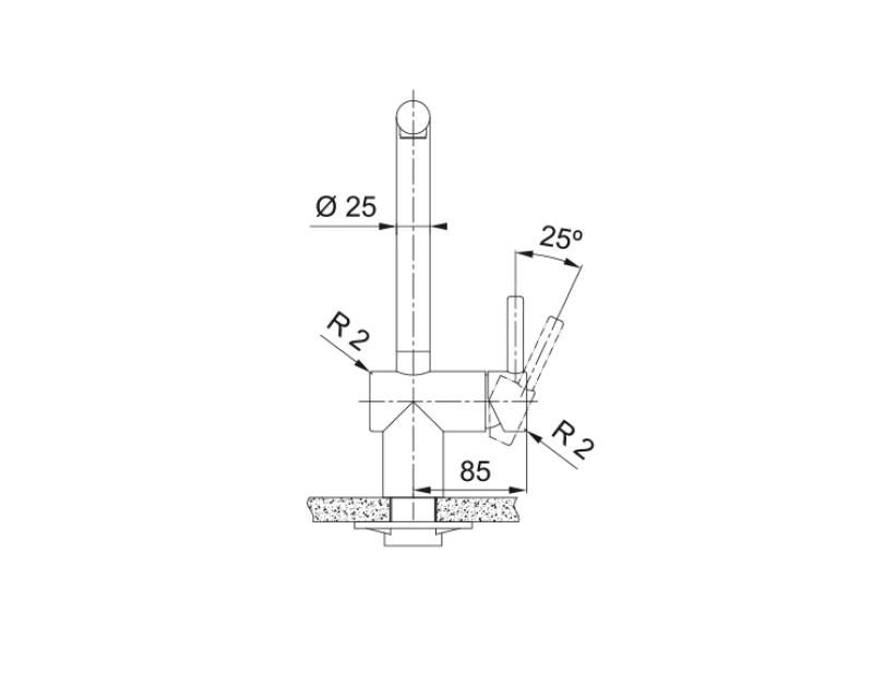 Φράνκε Άτλας Νέο μπαταρία κουζίνας με περιστρεφόμενο στόμιο βουρτσισμένο ματ μαύρο 115.0550.424