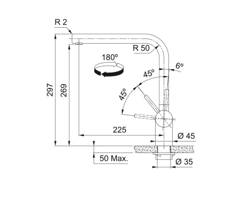 Φράνκε Άτλας Νέο μπαταρία κουζίνας με περιστρεφόμενο στόμιο βουρτσισμένο ματ μαύρο 115.0550.424