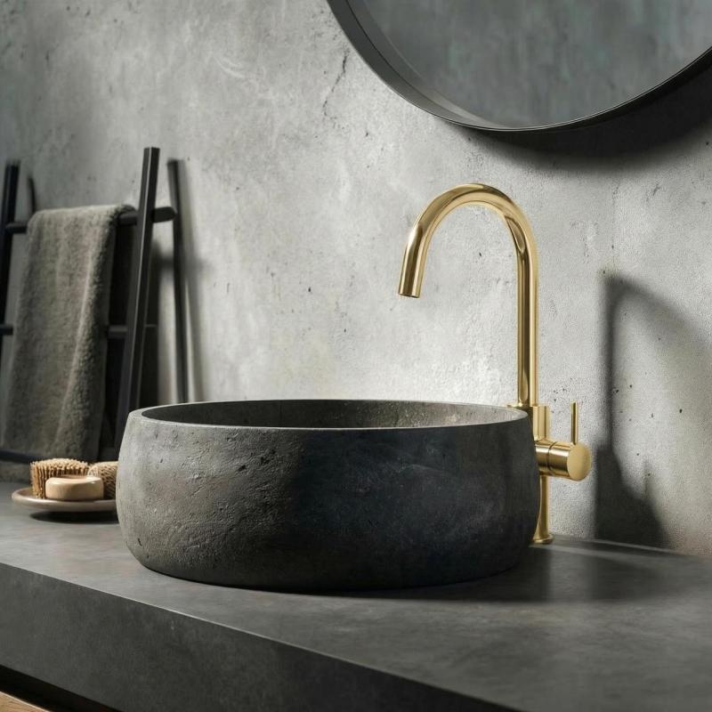 Waterevolution Flow βρύση νιπτήρα υψηλό μοντέλο PVD βουρτσισμένο ανοιχτό χρυσό T1121FUWGE