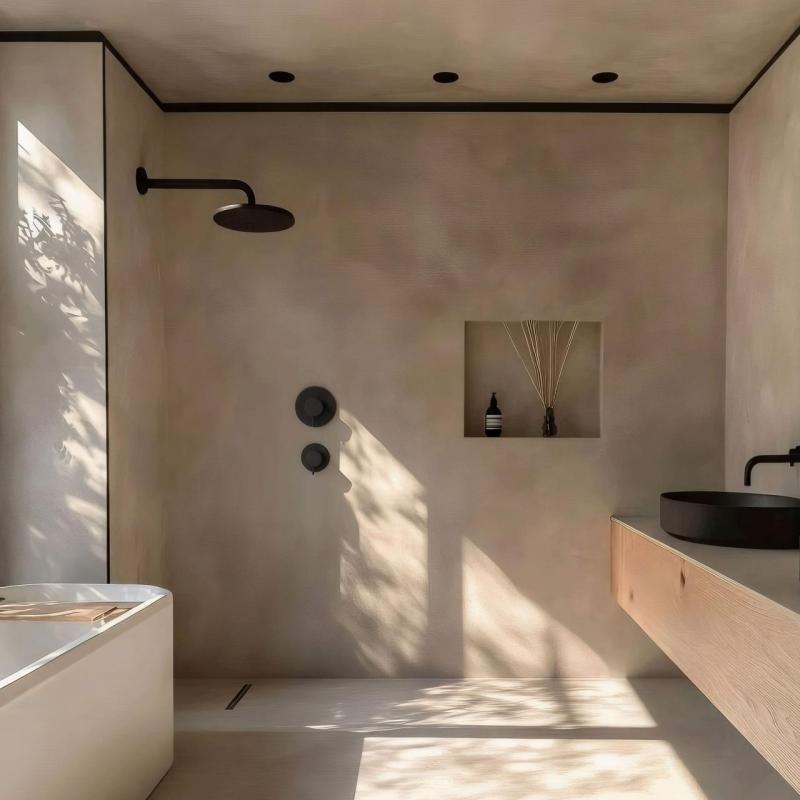 Εξέλιξη του νερού Flow εντοιχισμένη θερμοστάτης ντουζιέρας με 1 μοχλό εναλλαγής ματ μαύρο 1208920978