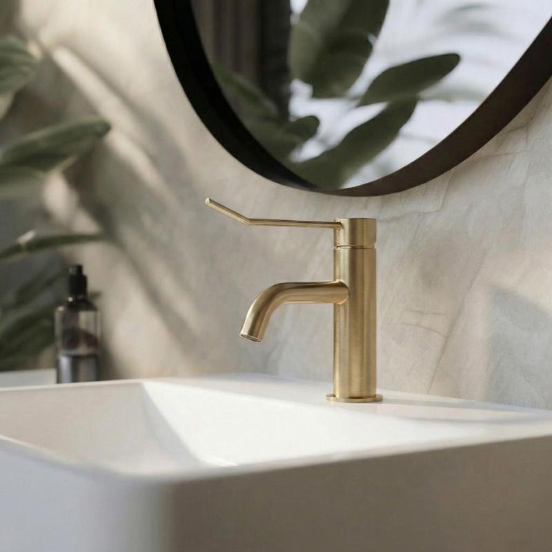 Waterevolution Flow βρύση νιπτήρα με click plug από βουρτσισμένο ορείχαλκο T111LE