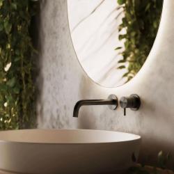 Waterevolution Flow Εντοιχισμένη βρύση νιπτήρα PVD Gun Metal με έξοδο 15 cm T116BME-15