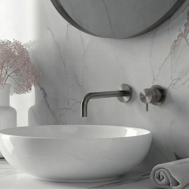 Waterevolution Flow Εντοιχισμένη βρύση νιπτήρα PVD Gun Metal με έξοδο 21 cm T116BGME-21