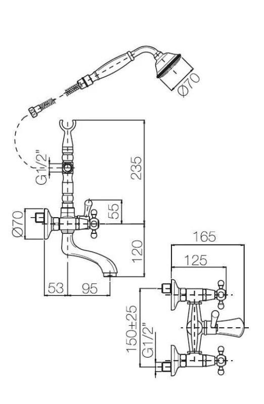 PB Ελεύθερη μπαταρία μπανιέρας νοσταλγική με αστέρια Μπρούντζος 6000