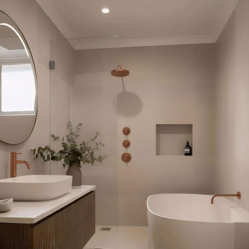 Waterevolution Flow ενσωματωμένος θερμοστάτης ντους με 2 βρύσες PVD βουρτσισμένο χαλκό