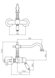 PB νοσταλγική μονοχερούς επιτοίχια μπαταρία με λευκή λαβή χρώμιο.