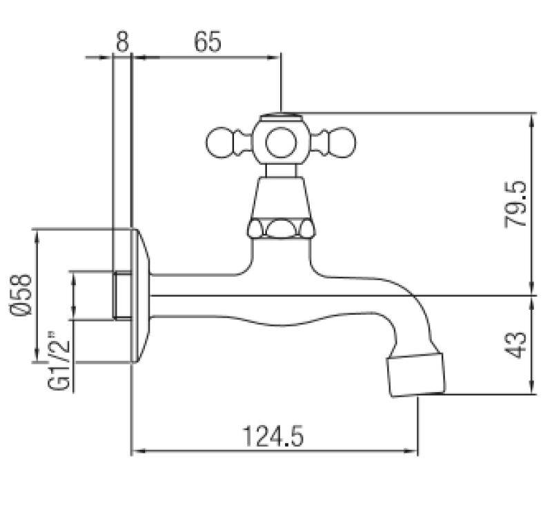 PB κλασική βρύση τοίχου με αστέρι για κρύο νερό μαύρο ματ 1208952981