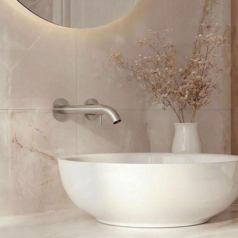 SB Round εντοιχισμένη μπαταρία νιπτήρα βουρτσισμένο νικέλιο 162mm