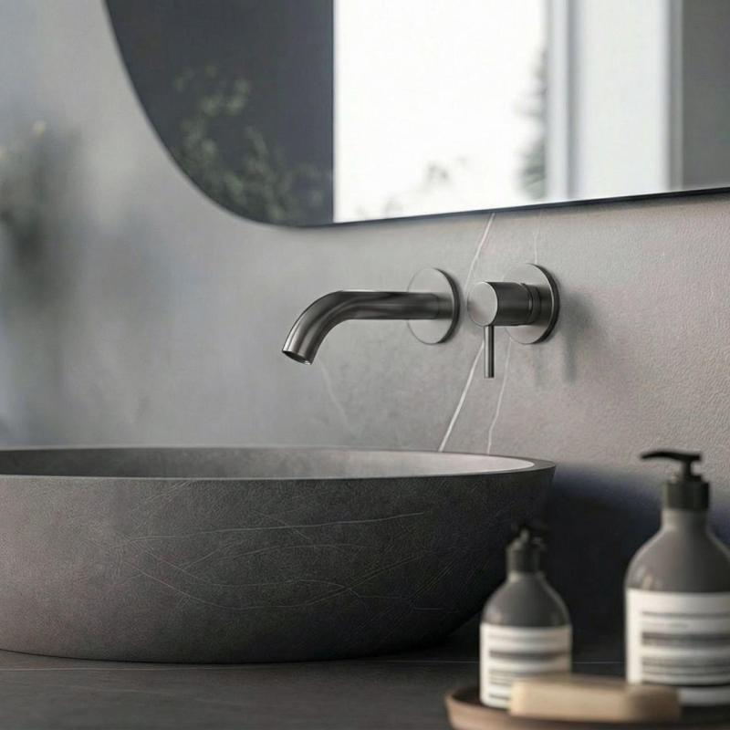 SB Round 316 εντοιχισμένη μπαταρία νιπτήρα Gun Metal PVD 102mm