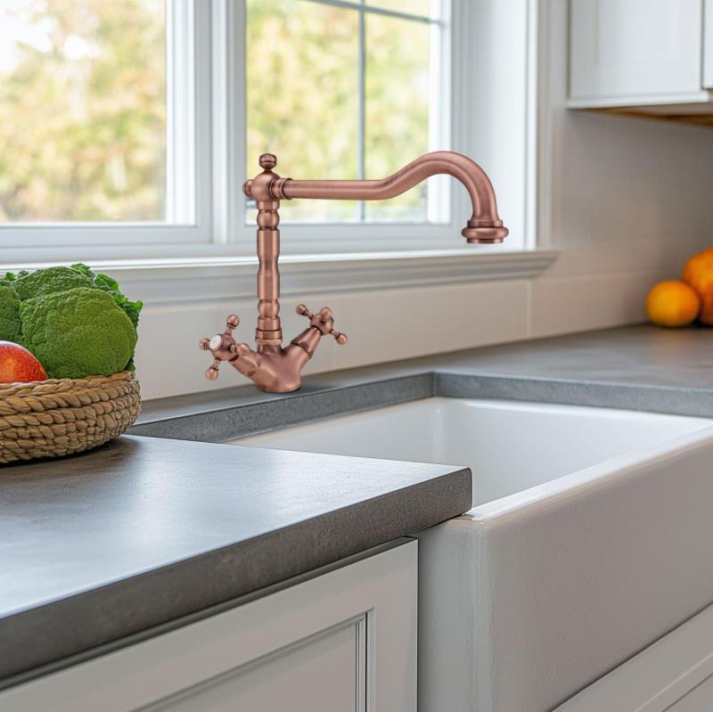 Nοσταλγική κλασική βρύση κουζίνας V1910 Χαλκός με περιστρεφόμενο στόμιο 1208953526