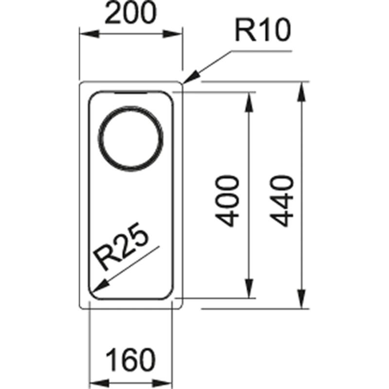 Φράνκε Μύθος MYX 110.16 ανοξείδωτος μικρός νεροχύτης 16x40cm εντοιχιζόμενος 122.0638.196