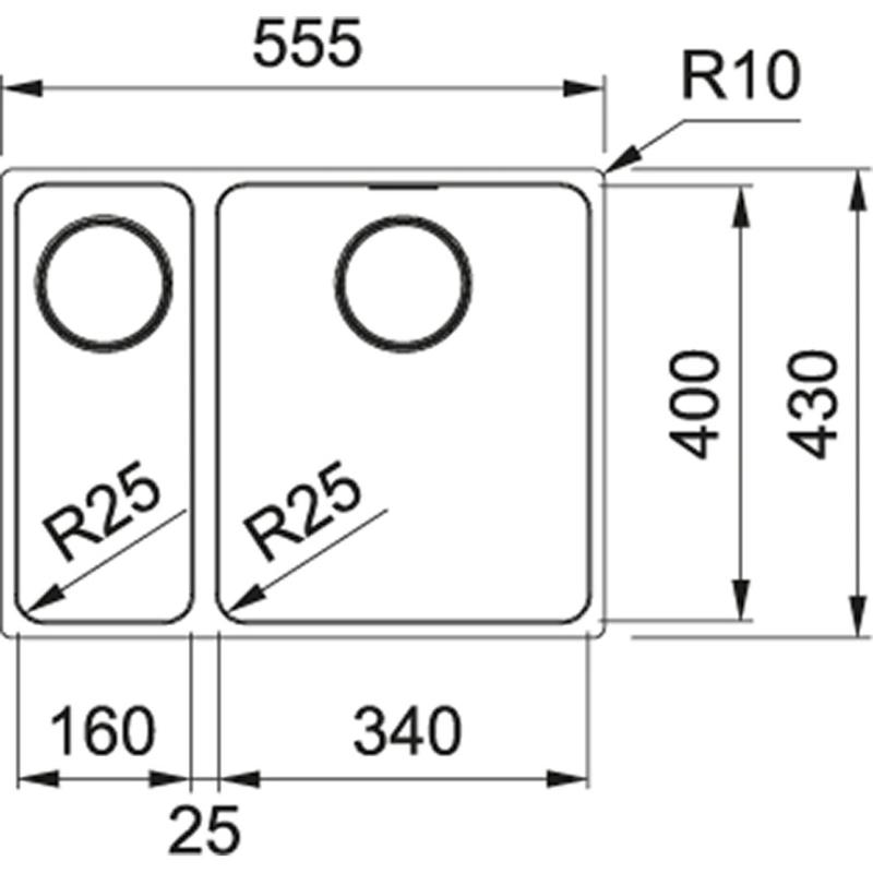 Φράνκε Mythos MYX 160.34.16 BR ενάμισης ανοξείδωτος νεροχύτης υποκατασκευής 16+34cm 122.0638.272