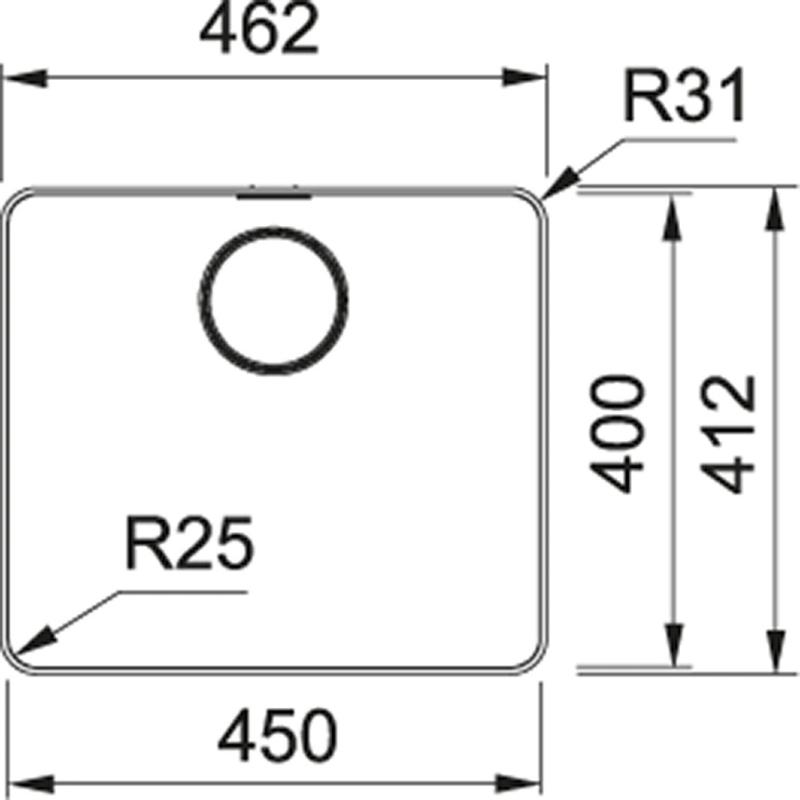 Φράνκε Μύθος MYX 210.45 νεροχύτης από ανοξείδωτο ατσάλι 45x40cm επίπεδη κατασκευή 127.0638.275