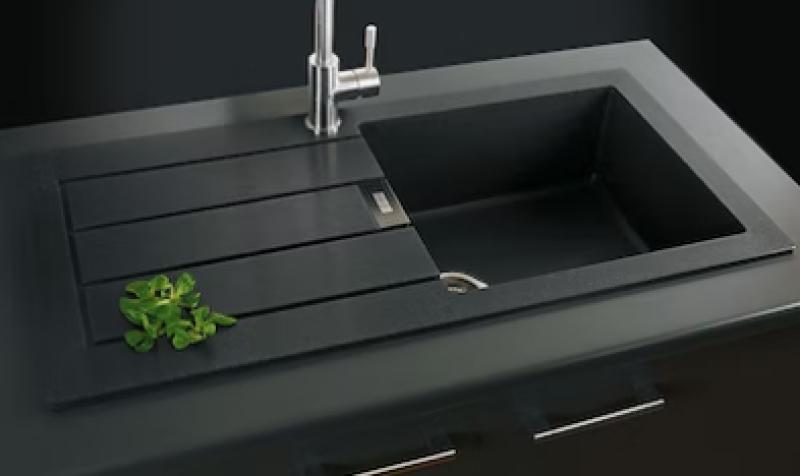 Franke Sirius 2 S2D 611 πλαστικός νεροχύτης με στάντ αποστράγγισης μαύρος επιφάνειας 100x50 143.0634.480