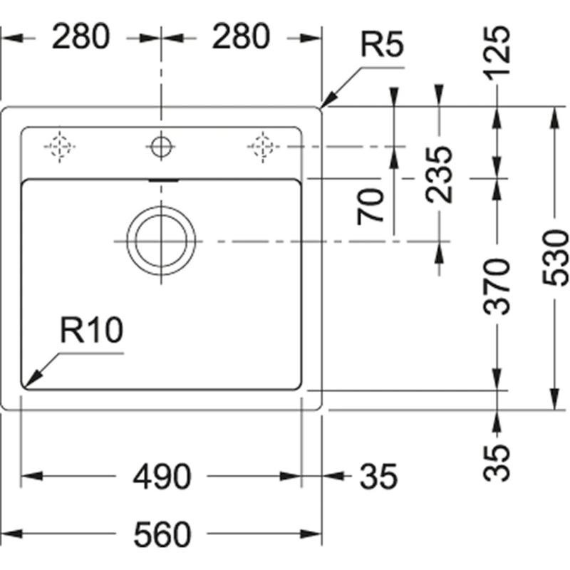 Franke Sirius 2 S2D 610.50 πλαστικός μαύρος νεροχύτης 56x53cm επιφάνειας με οπή για βρύση 114.0271.940