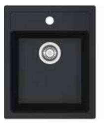 Franke Sirius 2 S2D 610.40 πλαστικός μαύρος νεροχύτης 43x53 εκατοστά επιφάνειας με οπή για βρύση 114.0568.053