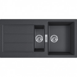 Franke Sirius 2 S2D 651 μαύρο πλαστικό 1,5 μισό νεροχύτη με στάγδην οικοδομή 100x50 143.0634.554