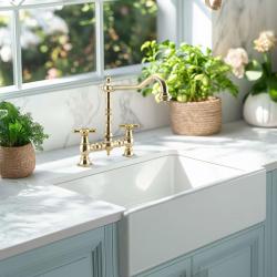 PB Νοσταλγική Βρύση Κουζίνας Γέφυρα ορείχαλκος φυσικό με γωνιακή ροή και αστέρια κουμπιά PBN.MES.H.ST